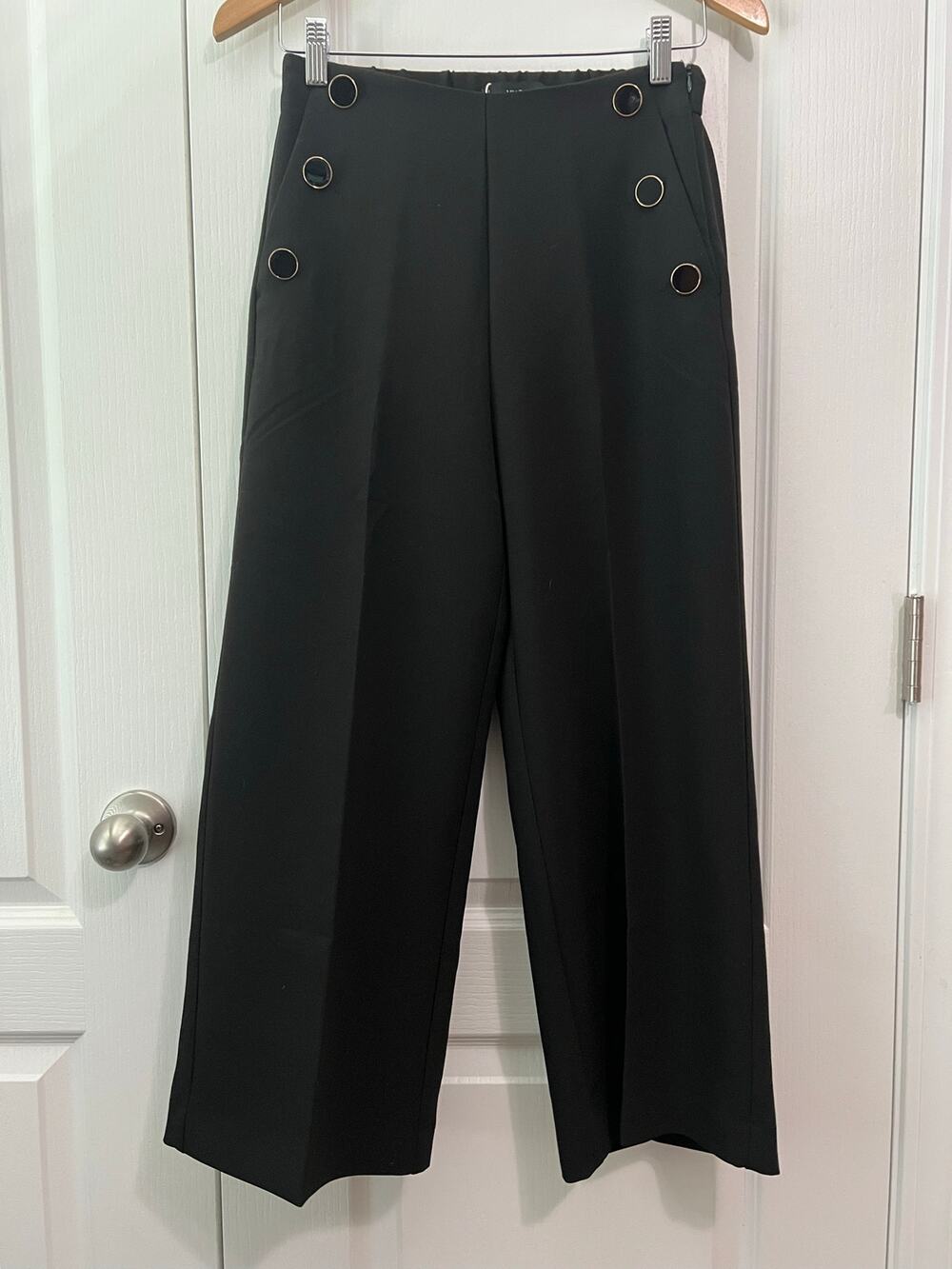 NEW with Tags Mango Cropped Wide Leg Sailor Pants | Black | XS Extra Small